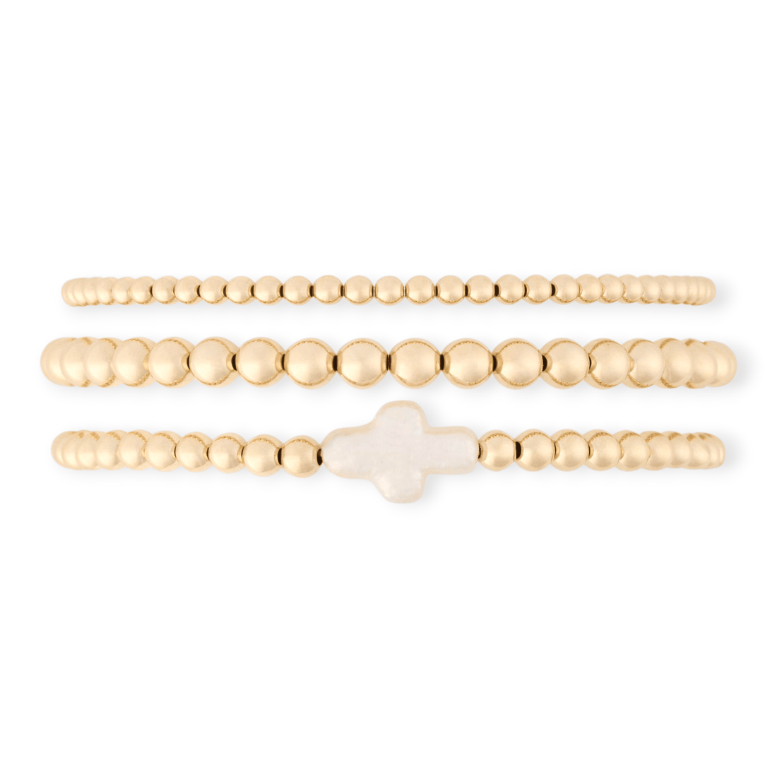 Cuffed by Nano LLC Pearl Cross Juno Bracelet Triple Stack