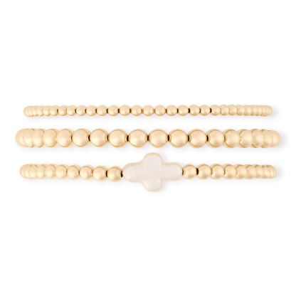 Cuffed by Nano LLC Pearl Cross Juno Bracelet Triple Stack