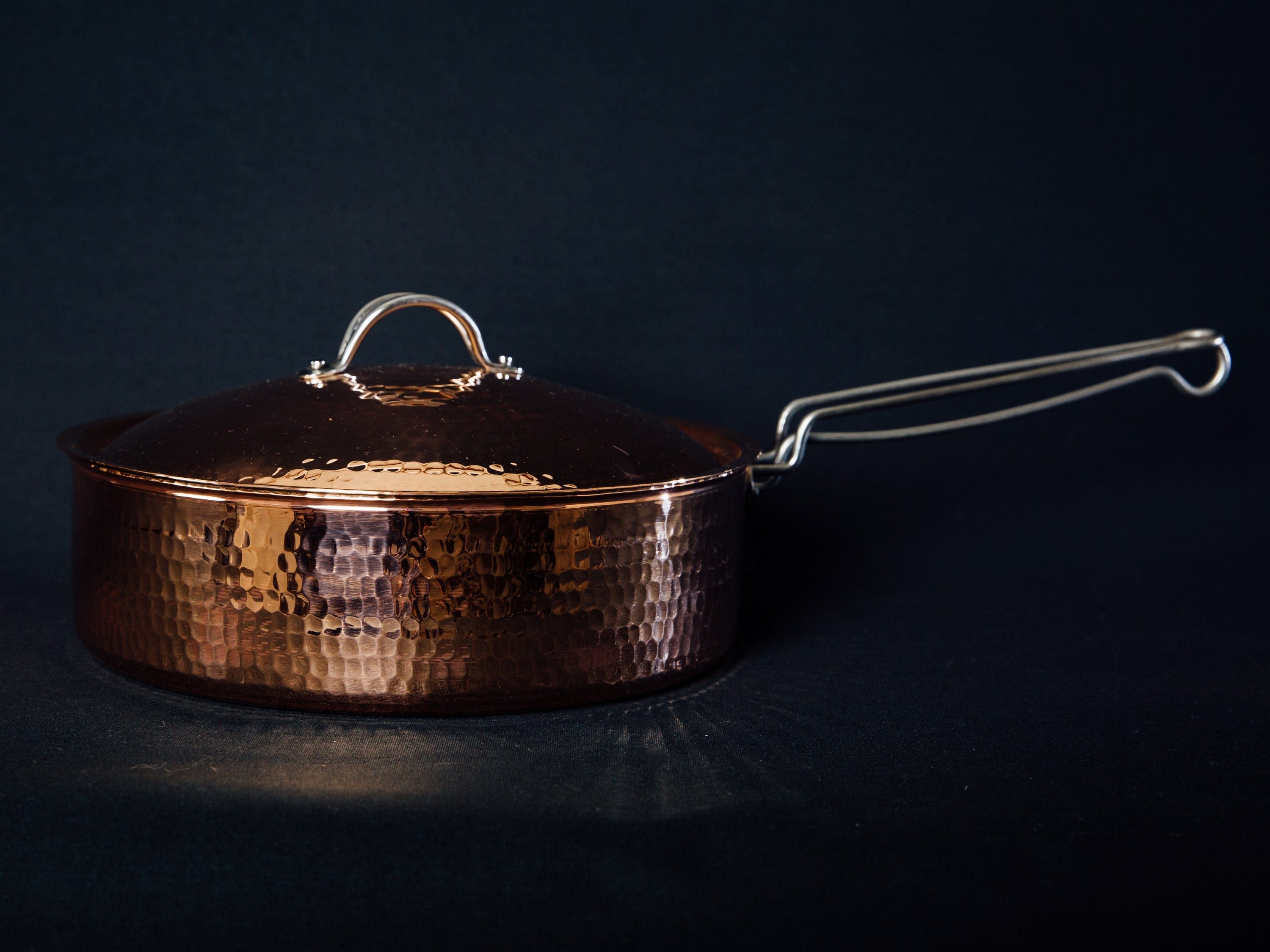 Sertodo Pots &amp; Pans Copper Saute Pan With Lid, 3 quart