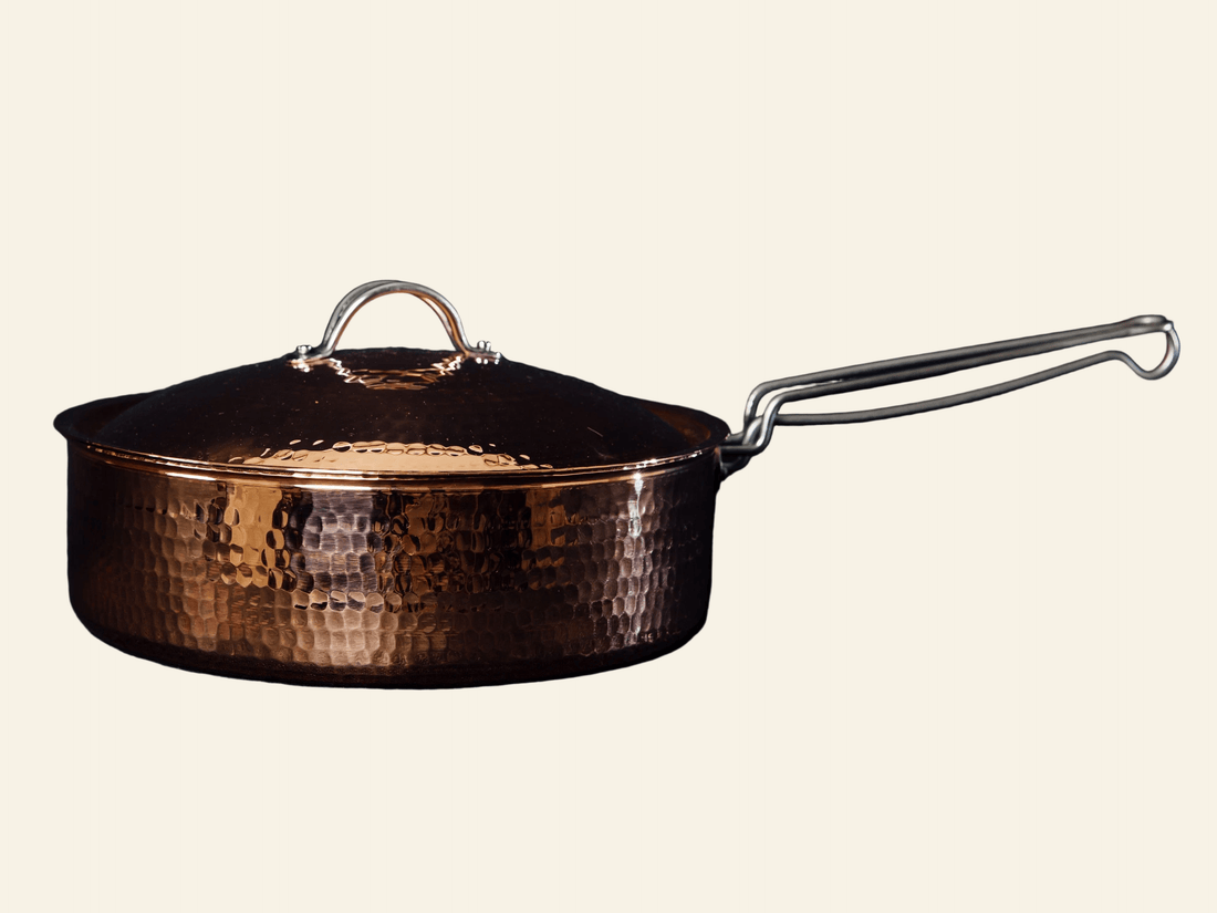 Sertodo Pots &amp; Pans Copper Saute Pan With Lid, 3 quart