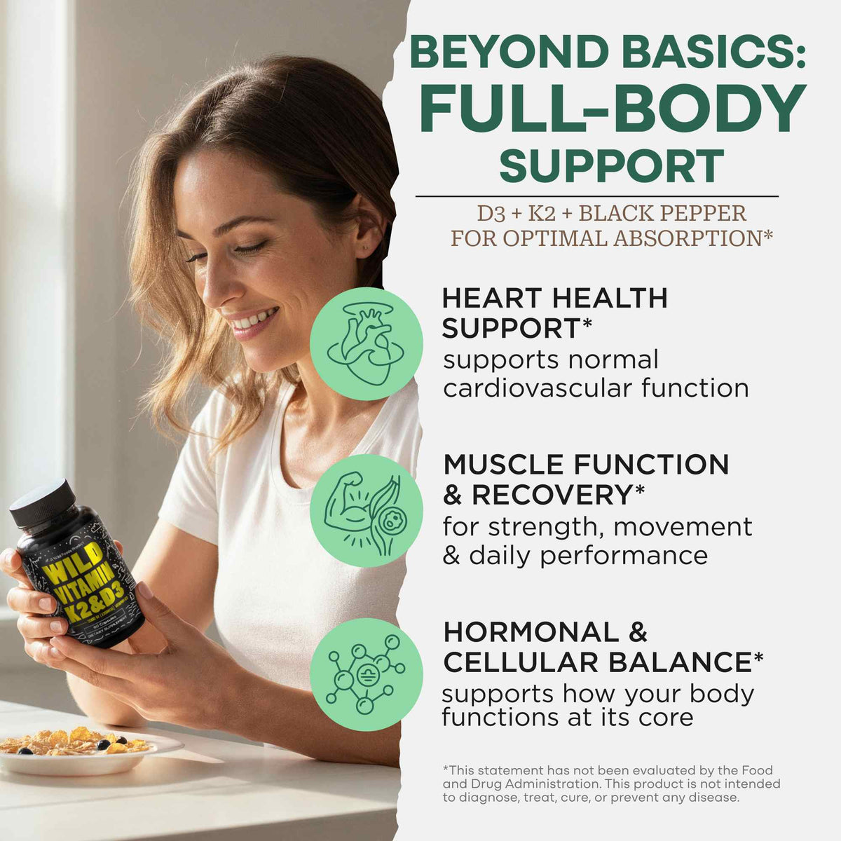 Vitamin K2 (MK-7) &amp; Vitamin D3 (5000 IU) &amp; Black Pepper Extract