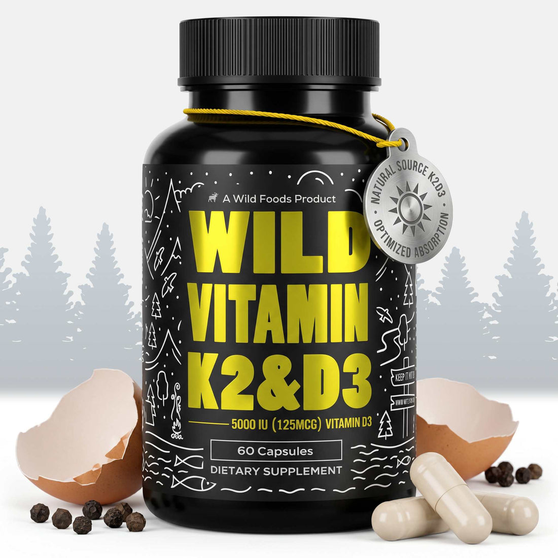 Vitamin K2 (MK-7) &amp; Vitamin D3 (5000 IU) &amp; Black Pepper Extract