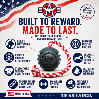 USA-K9 Magnum Stars and Stripes Rubber Dog Toy | K9 Handler Reward Toy | USA Made