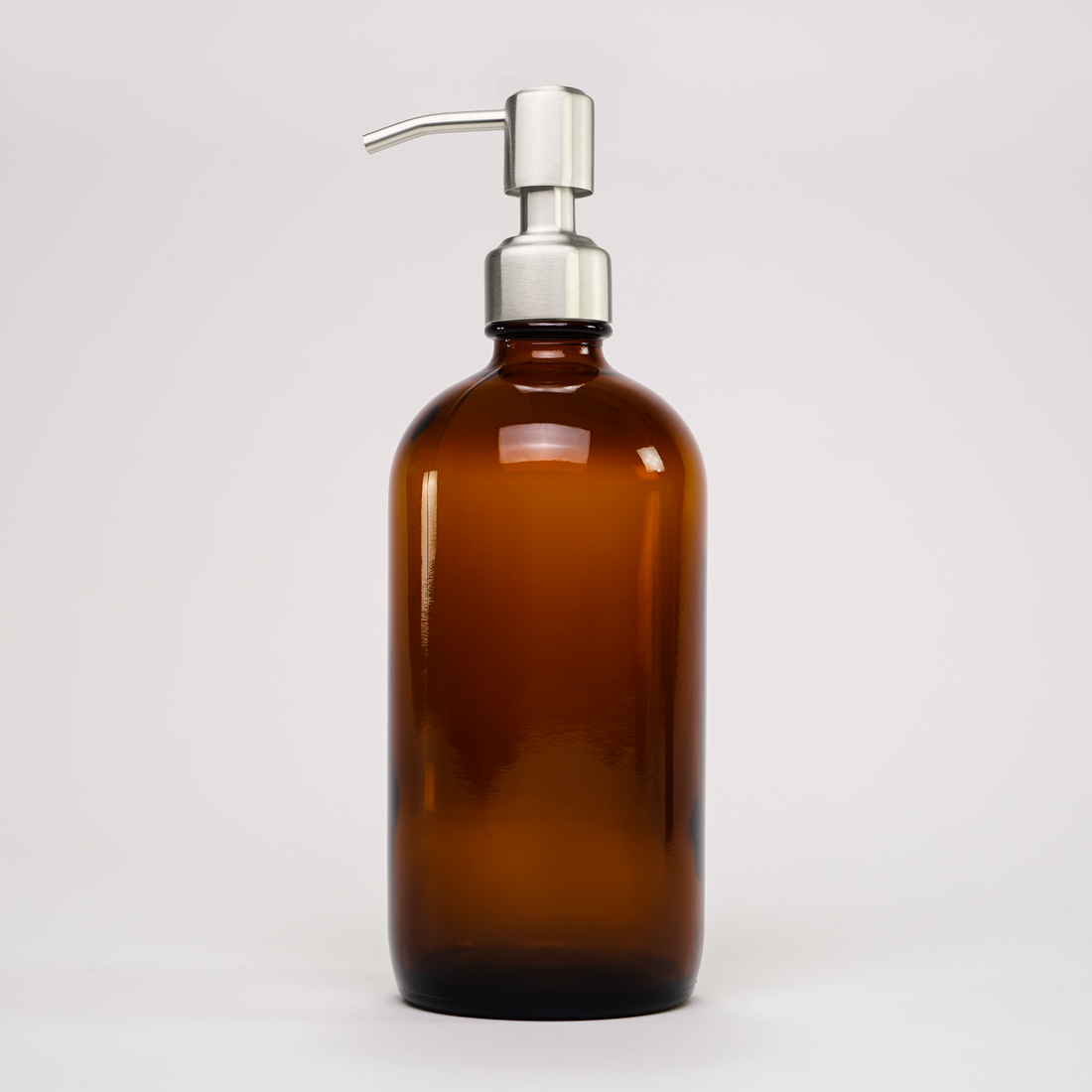 Amber Glass Keeper Bottle | 16 oz | Stainless Steel Pump