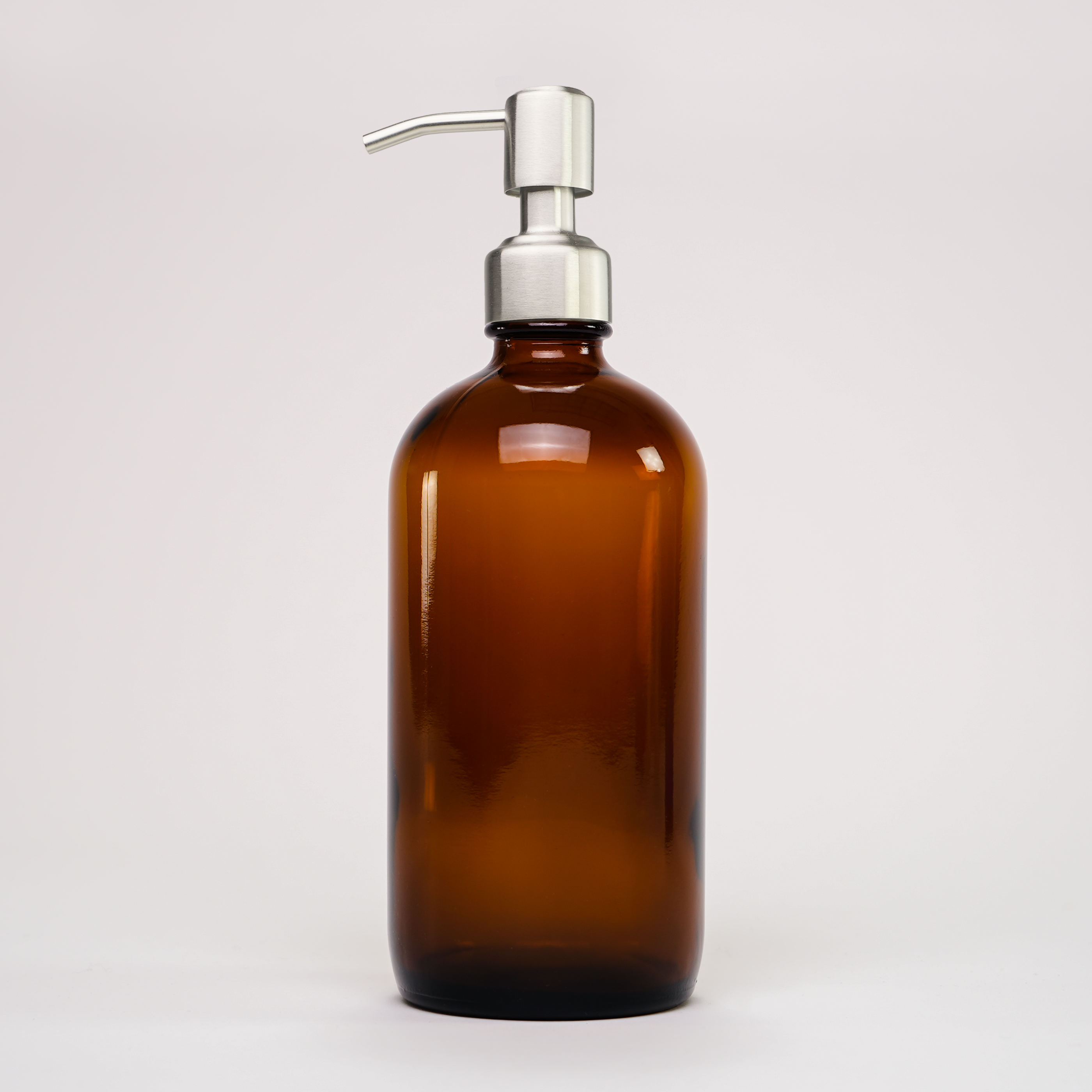 Amber Glass Keeper Bottle | 16 oz | Stainless Steel Pump