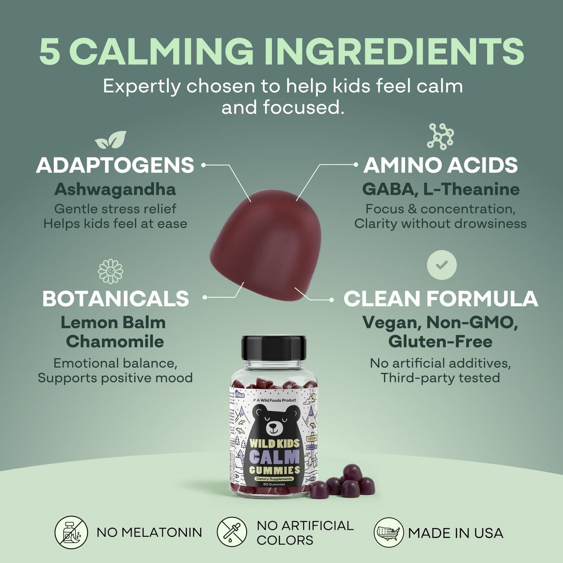 Wild Foods Wild Kids Calm Gummies – Plant-Based Botanical Blend