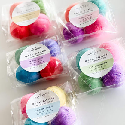 Simply Stated Creations Bath Bombs Magic Rainbow Kids Bath Bomb Pack (4 Mini Bath Bombs)