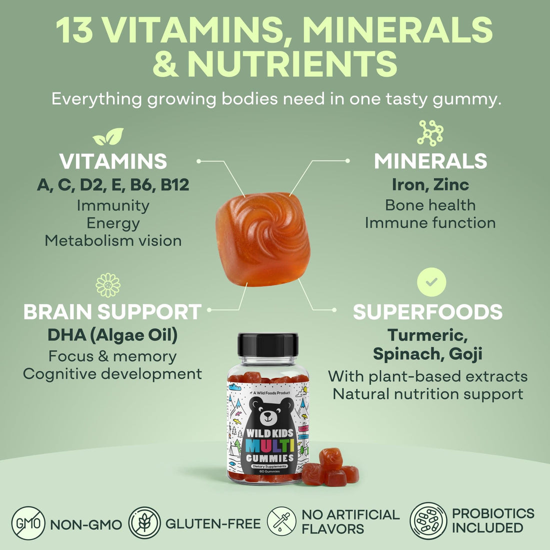 Wild Foods Wild Kids Multivitamin Gummies – Everyday Essentials in a Fruity Bite