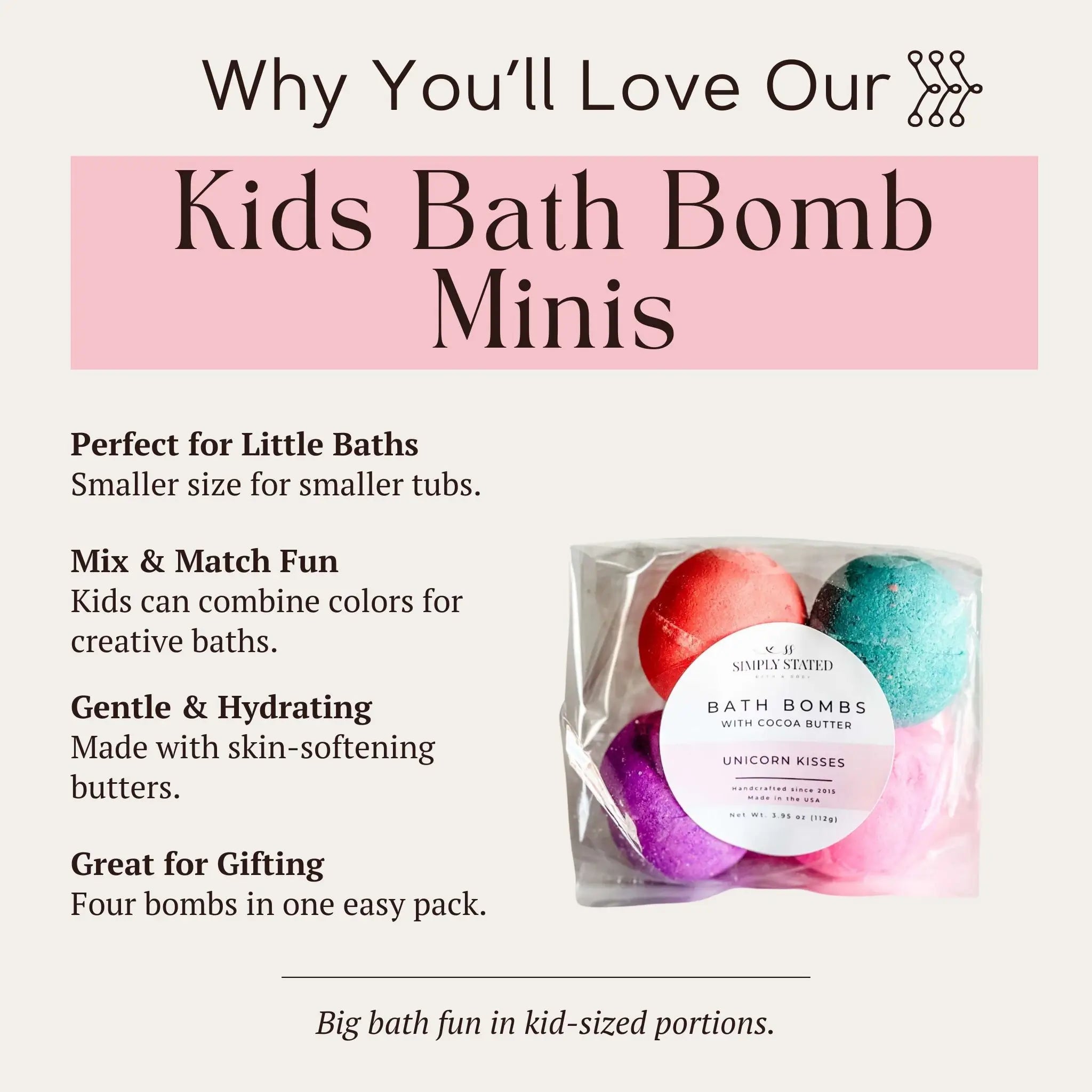 Magic Rainbow Kids Bath Bomb Pack (4 Mini Bath Bombs)