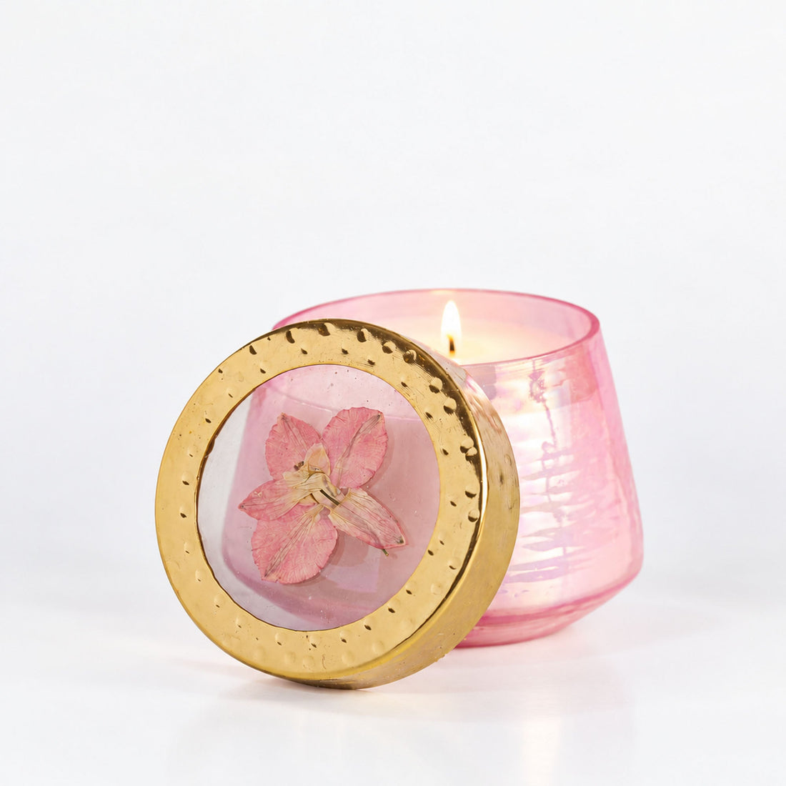 Petite Watercolor Pressed Floral Candle - Luna Flower