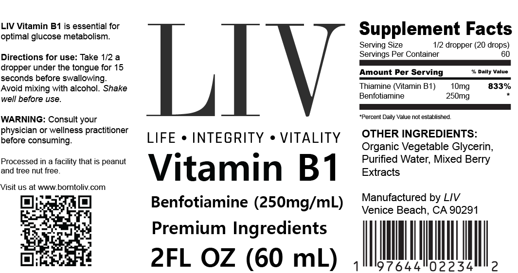 Vitamin B1 Thiamine Liquid Metabolic Booster (Benfotiamine 250mg, 60 servings) - My American Goods