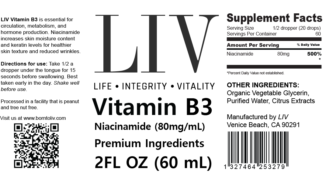 Vitamin B3 Niacin Liquid (Niacinamide 80mg, 60 servings) - My American Goods