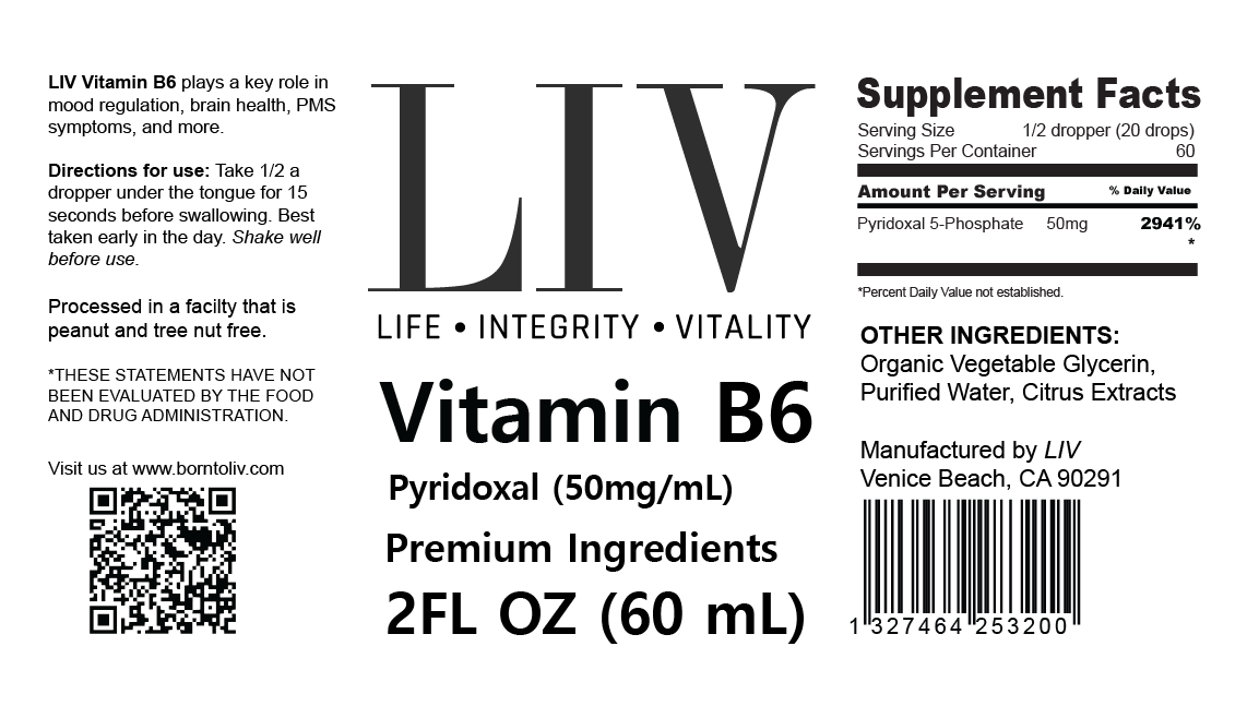 Vitamin B6 Pyridoxal Liquid (5-Phosphate 50mg, 60 servings) - My American Goods