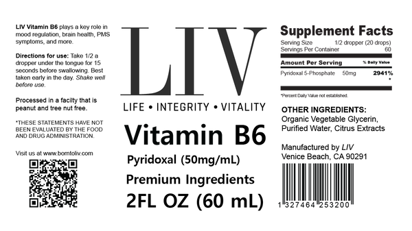 Vitamin B6 Pyridoxal Liquid (5-Phosphate 50mg, 60 servings) - My American Goods