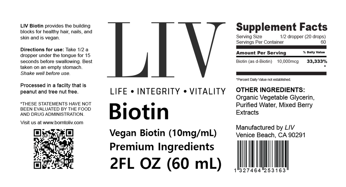 Biotin Liquid Skin Nutrients (Vegan, 10,000mcg each, 60 Servings) - My American Goods