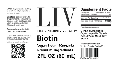 Biotin Liquid Skin Nutrients (Vegan, 10,000mcg each, 60 Servings) - My American Goods