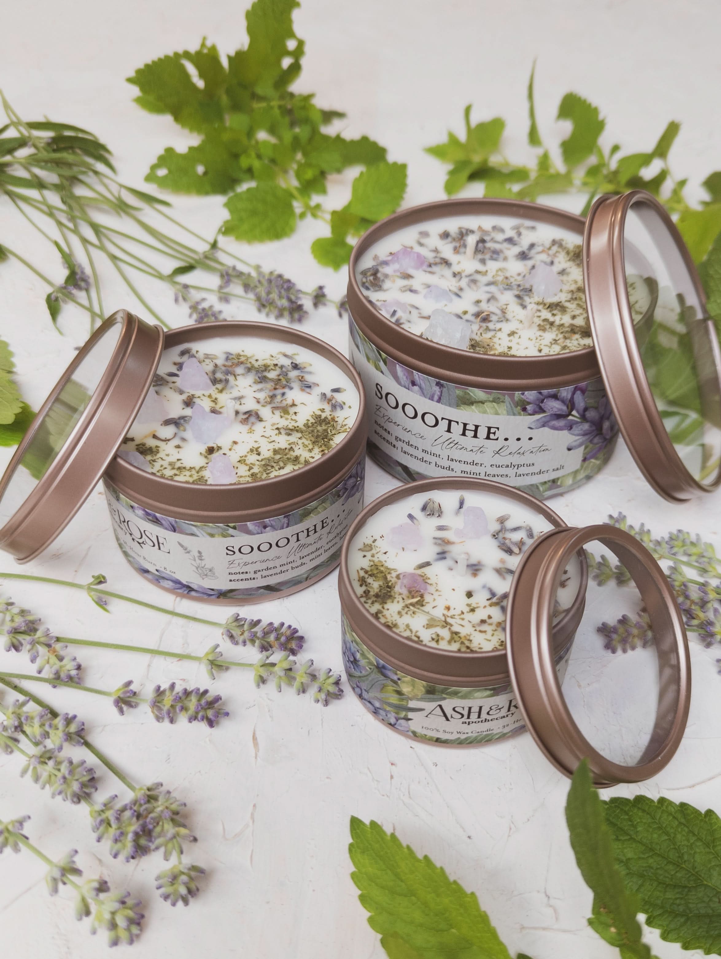 Ash &amp; Rose candle SOOOTHE... Lavender Mint Candle