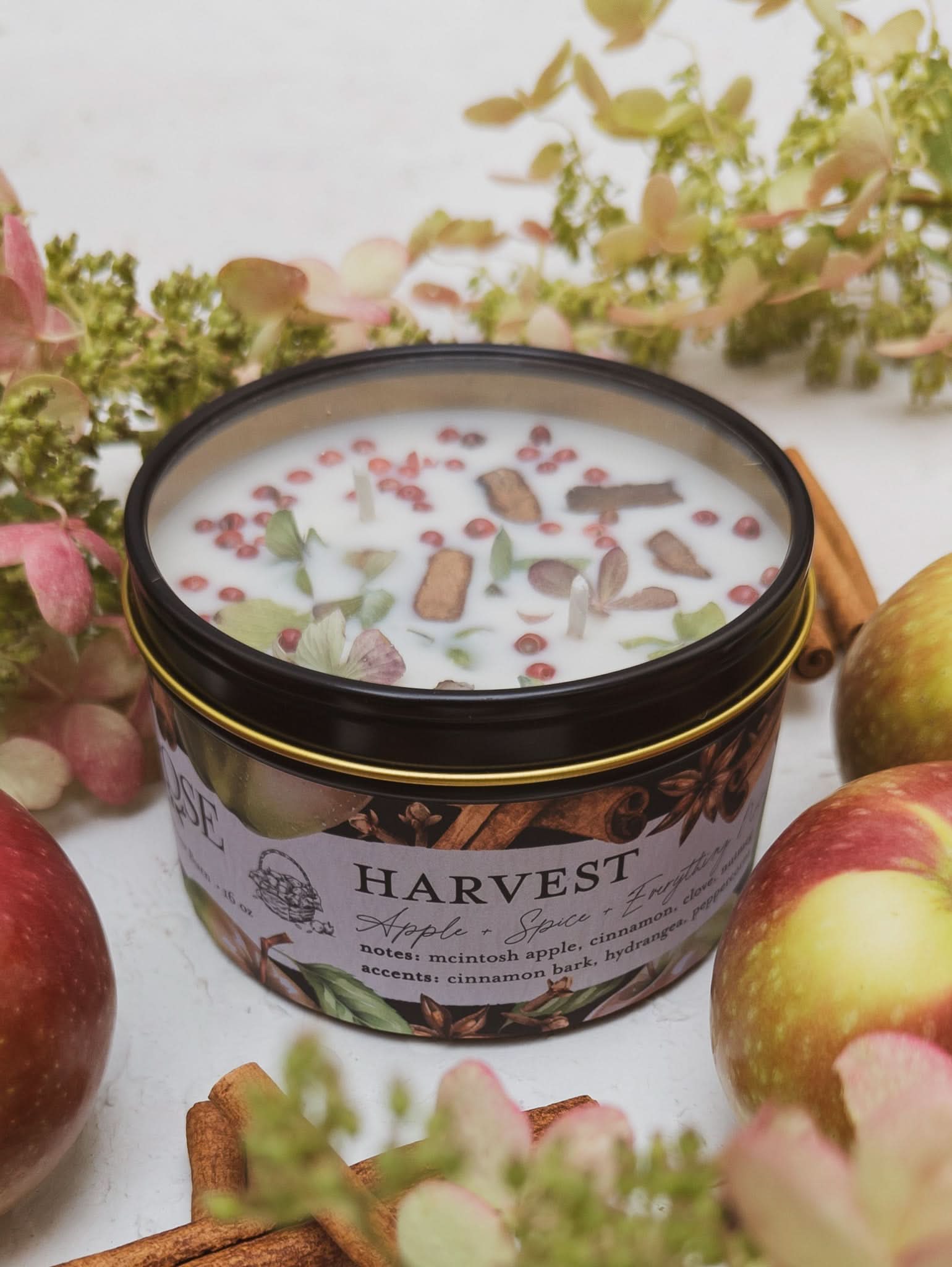 Ash &amp; Rose candle 16 oz HARVEST Apple Spice Candle