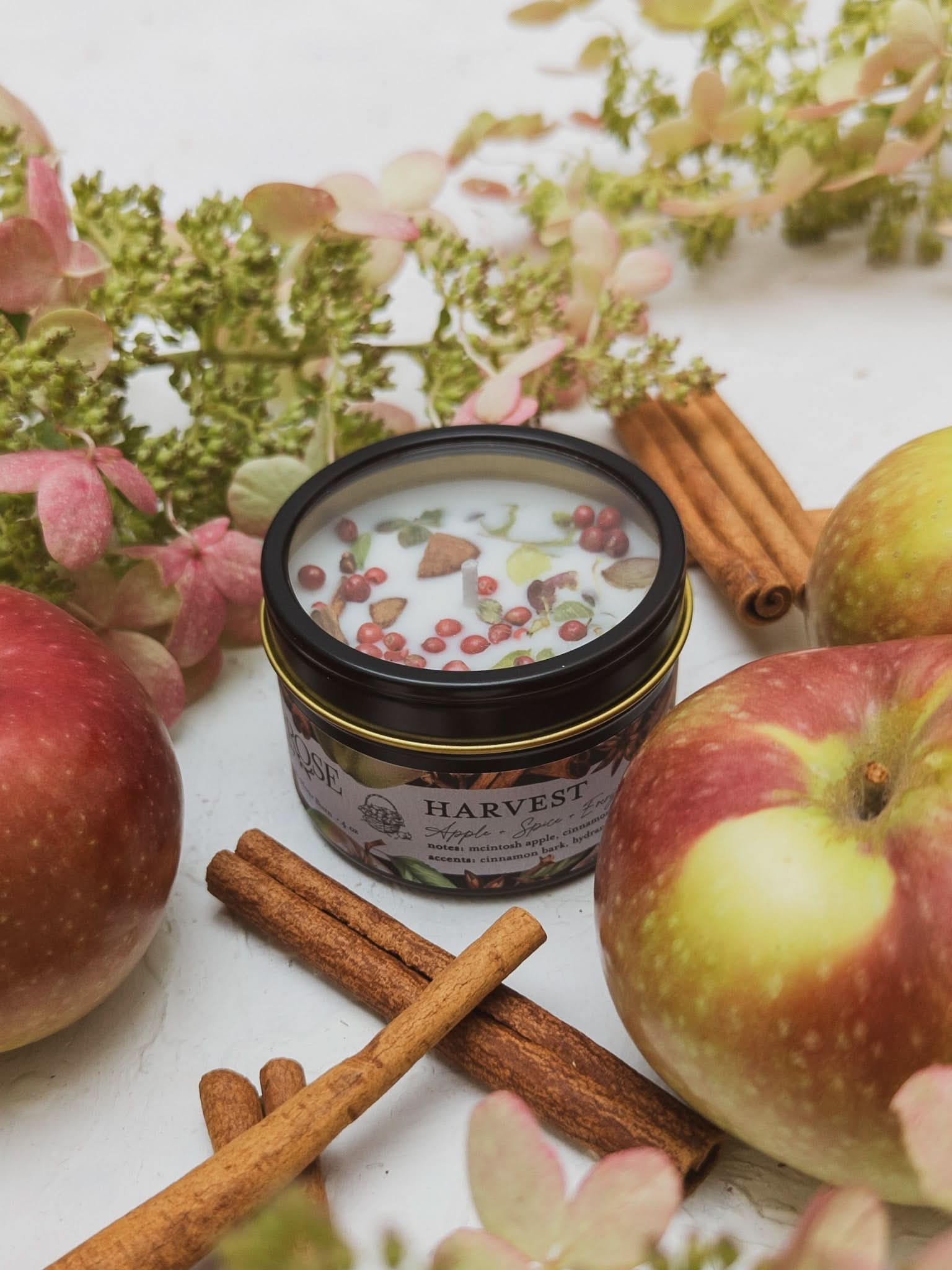 Ash &amp; Rose candle 4 oz HARVEST Apple Spice Candle