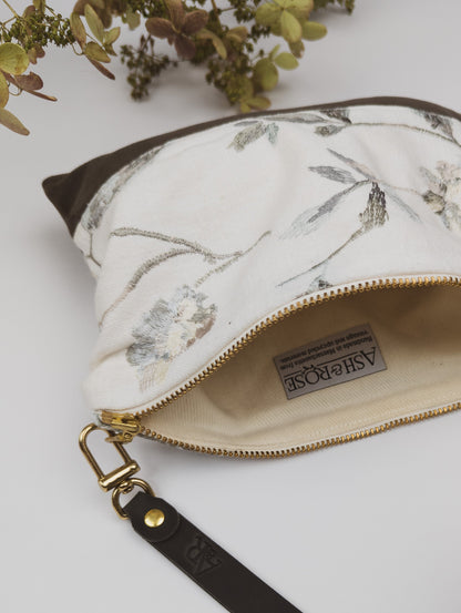 Winona Embroidered Linen Wristlet - My American Goods
