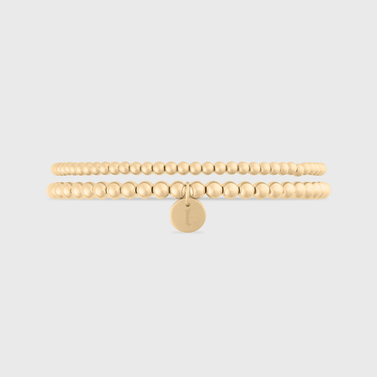 Cuffed by Nano LLC SMALL - 6.5" / l Old English Initial Juno Double Bracelet Stack (3mm + 4mm)