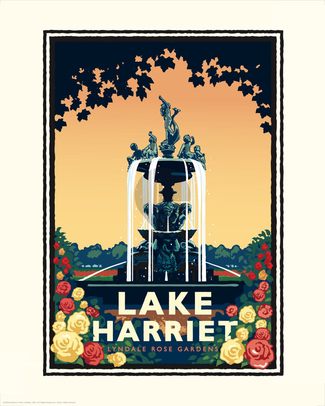 Landmark MN | Lake Harriet Rose Garden Minneapolis Art Print - My American Goods