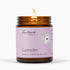 A lit Fontana Candle Co. Lavender naturally scented beeswax candle in an amber glass jar, set against a clean white background.