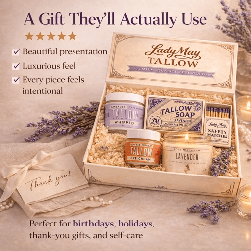 Lady May Tallow Bundles Lavender Tallow "Relax" Premium Quality All Natural Gift Box by The Lady May