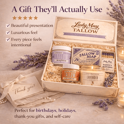 Lady May Tallow Bundles Lavender Tallow "Relax" Premium Quality All Natural Gift Box by The Lady May