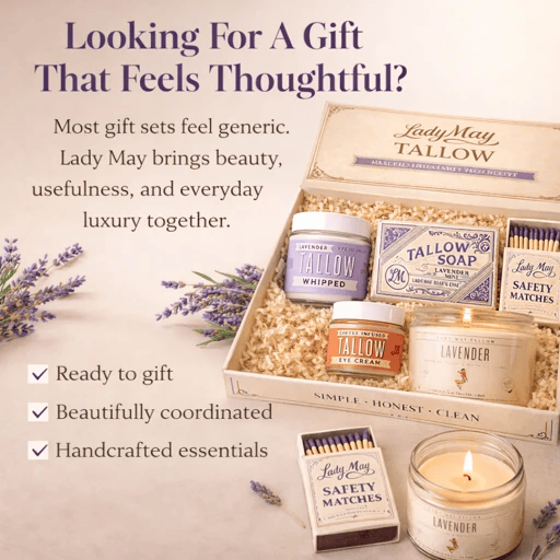 Lady May Tallow Bundles Lavender Tallow "Relax" Premium Quality All Natural Gift Box by The Lady May
