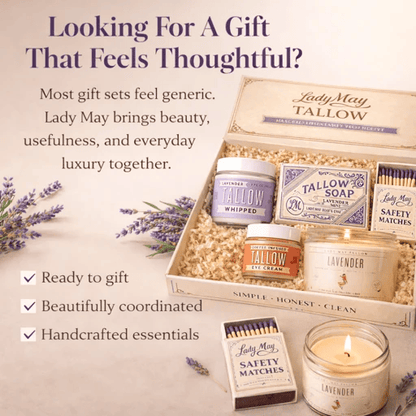 Lady May Tallow Bundles Lavender Tallow "Relax" Premium Quality All Natural Gift Box by The Lady May