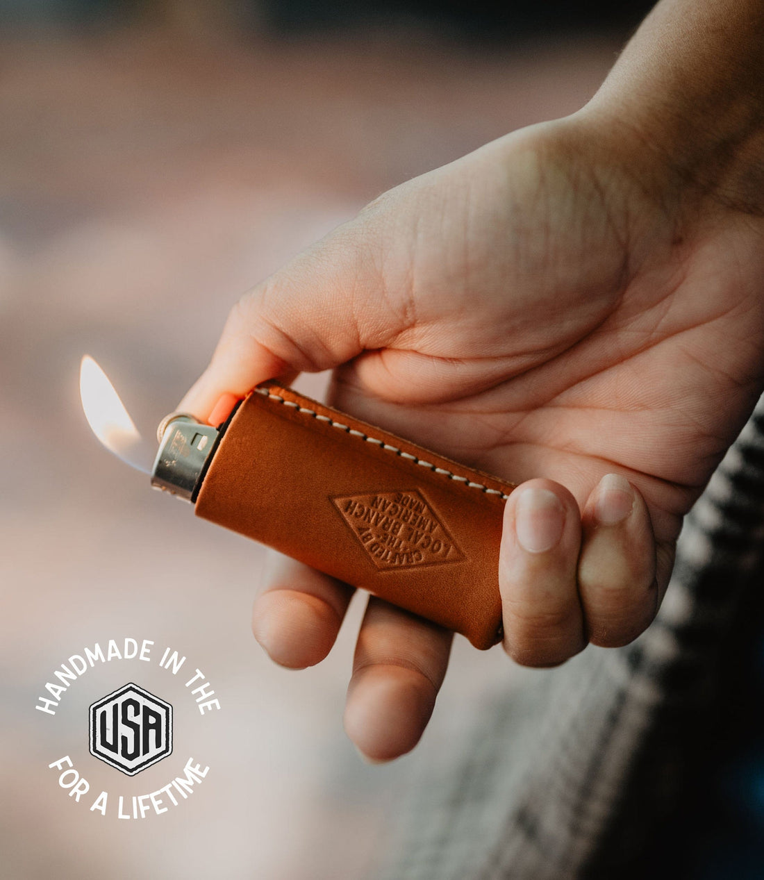 The Local Branch Leather Mahogany Leather Lighters