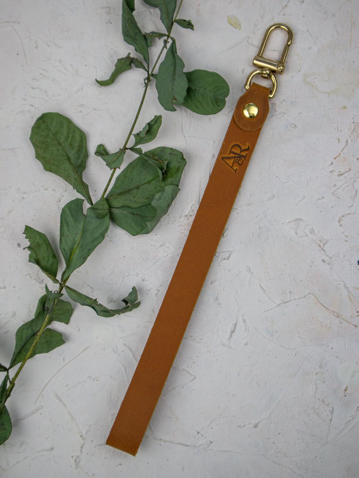 Ash &amp; Rose Small Bag Camel Leather Wristlet Strap