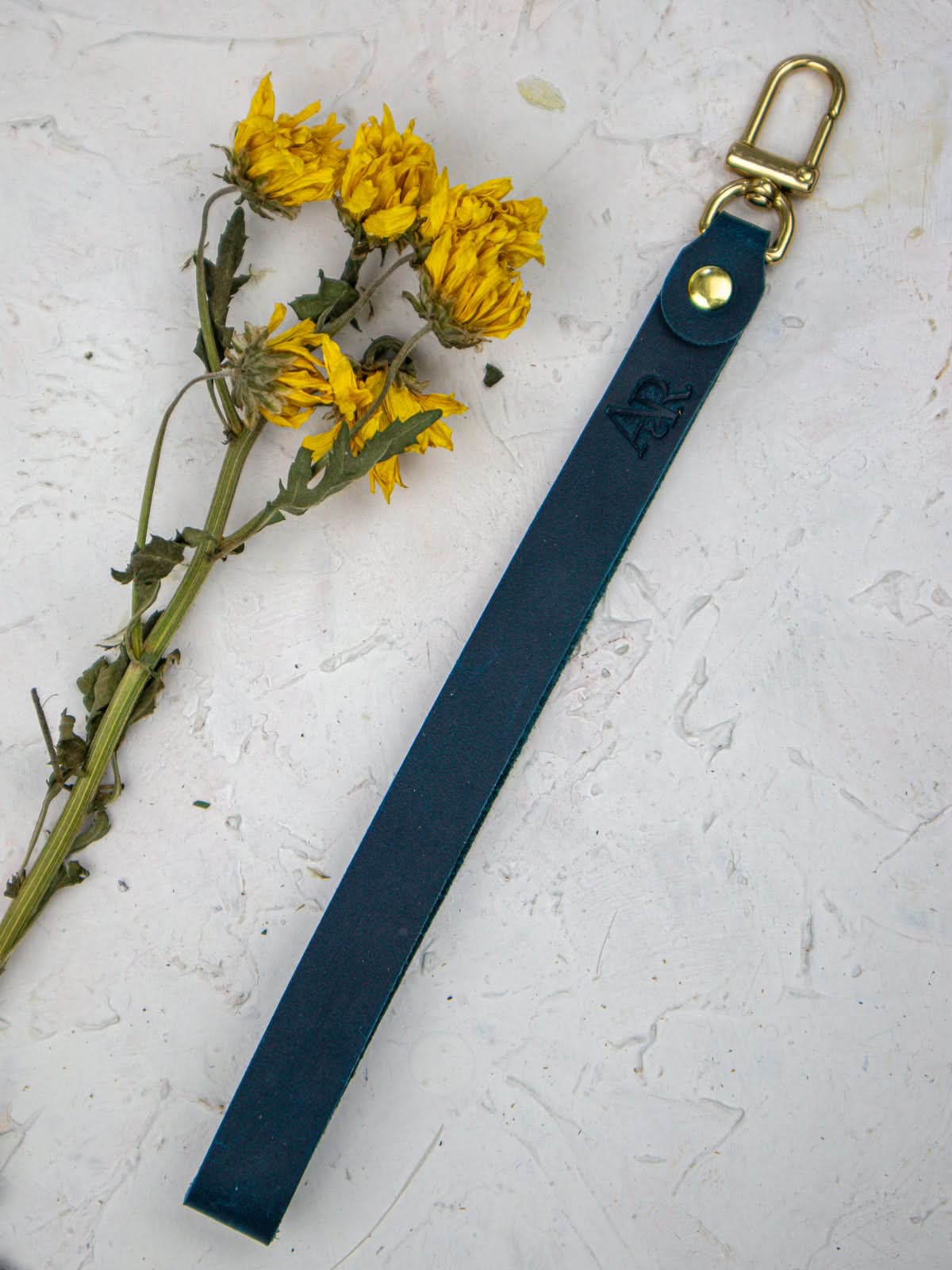 Ash &amp; Rose Small Bag Dark Teal Leather Wristlet Strap