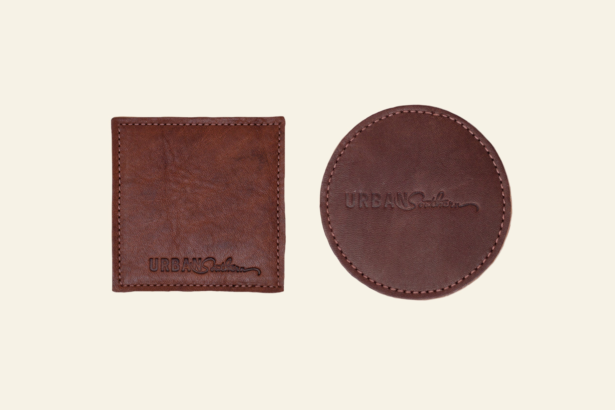 Urban Southern Accessories 1 Coaster / Cognac / Square Leather Coaster