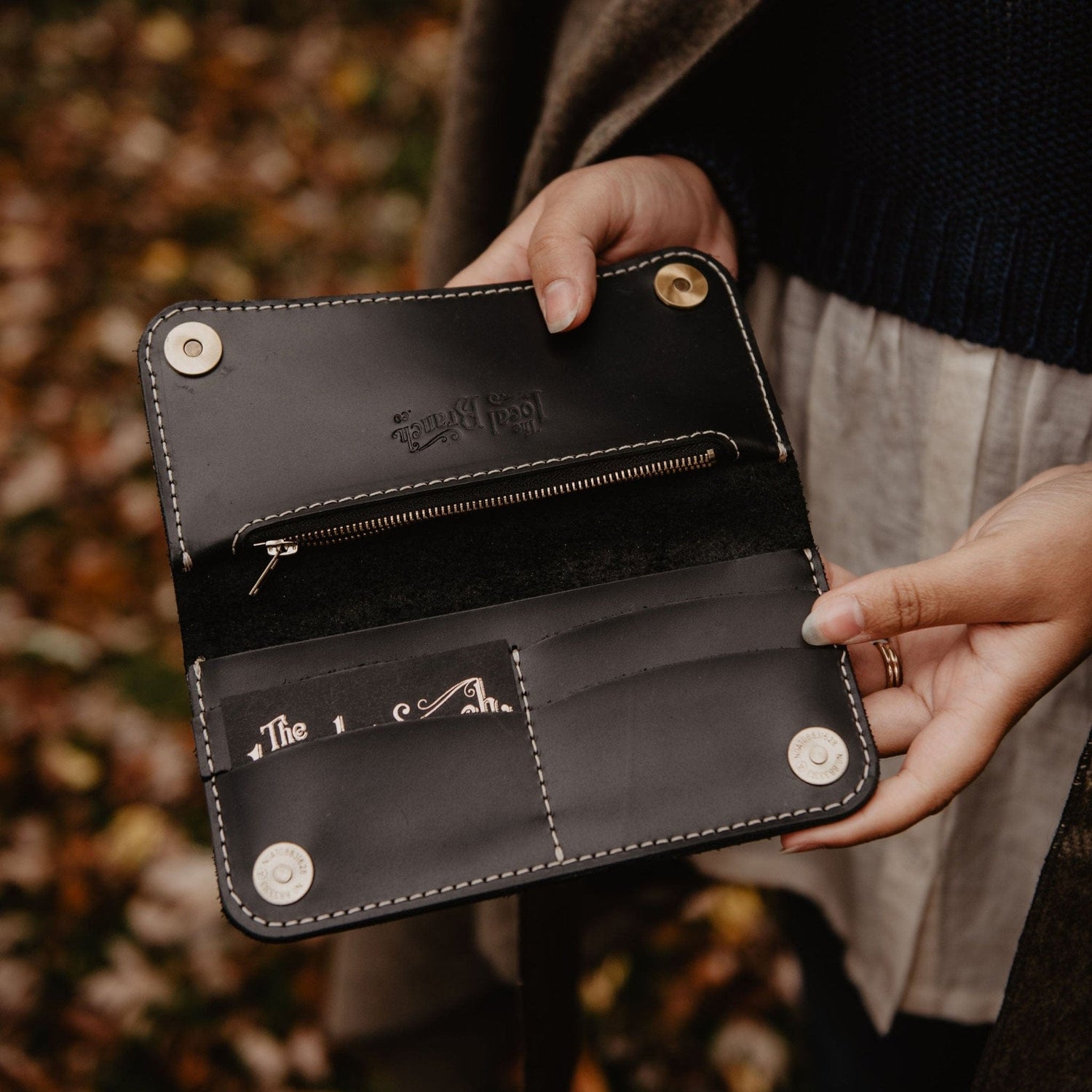 The Local Branch Leather Black Leather Pocketbook Wallet - USA Made
