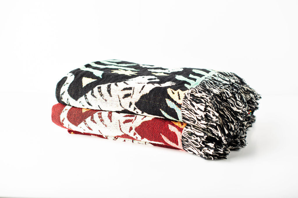 Leona Solstice Red Tiger Cotton Throw Blanket