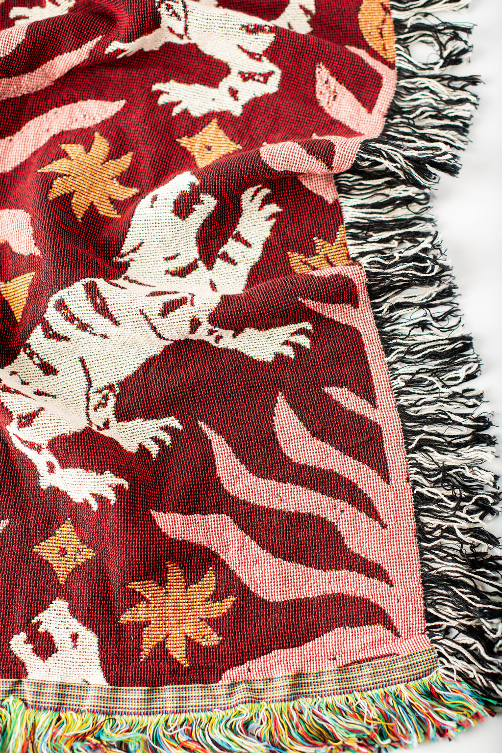 Leona Solstice Red Tiger Cotton Throw Blanket