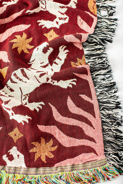 Leona Solstice Red Tiger Cotton Throw Blanket