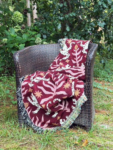 Leona Solstice Red Tiger Cotton Throw Blanket
