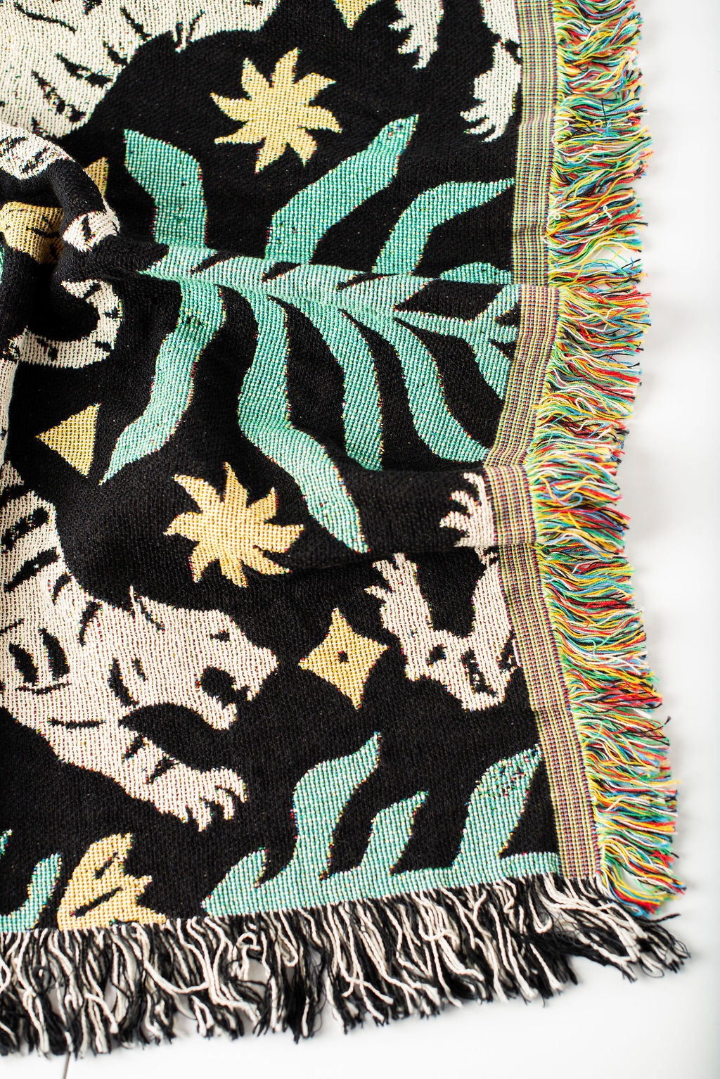 Leona Verdant Green Tiger Cotton Throw Blanket