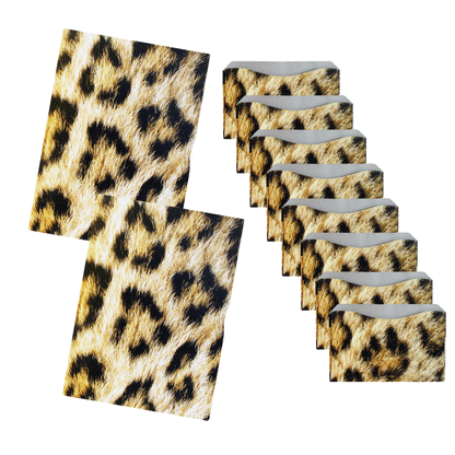 Rogue Industries RFID Sleeve Leopard - 8 Credit Card Sleeves Pack + 2 Passport Sleeves RFID Blocking Credit Card Sleeves - Leopard