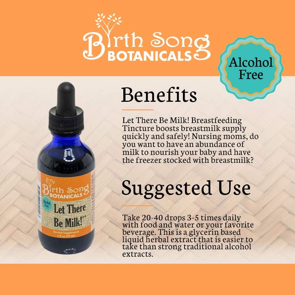 Birth Song Botanicals Co. Tinctures Default Let There Be Milk! 2 oz. ALCOHOL FREE Herbal Breastfeeding Supplement and Lactation Support, Breastmilk Supply Booster*