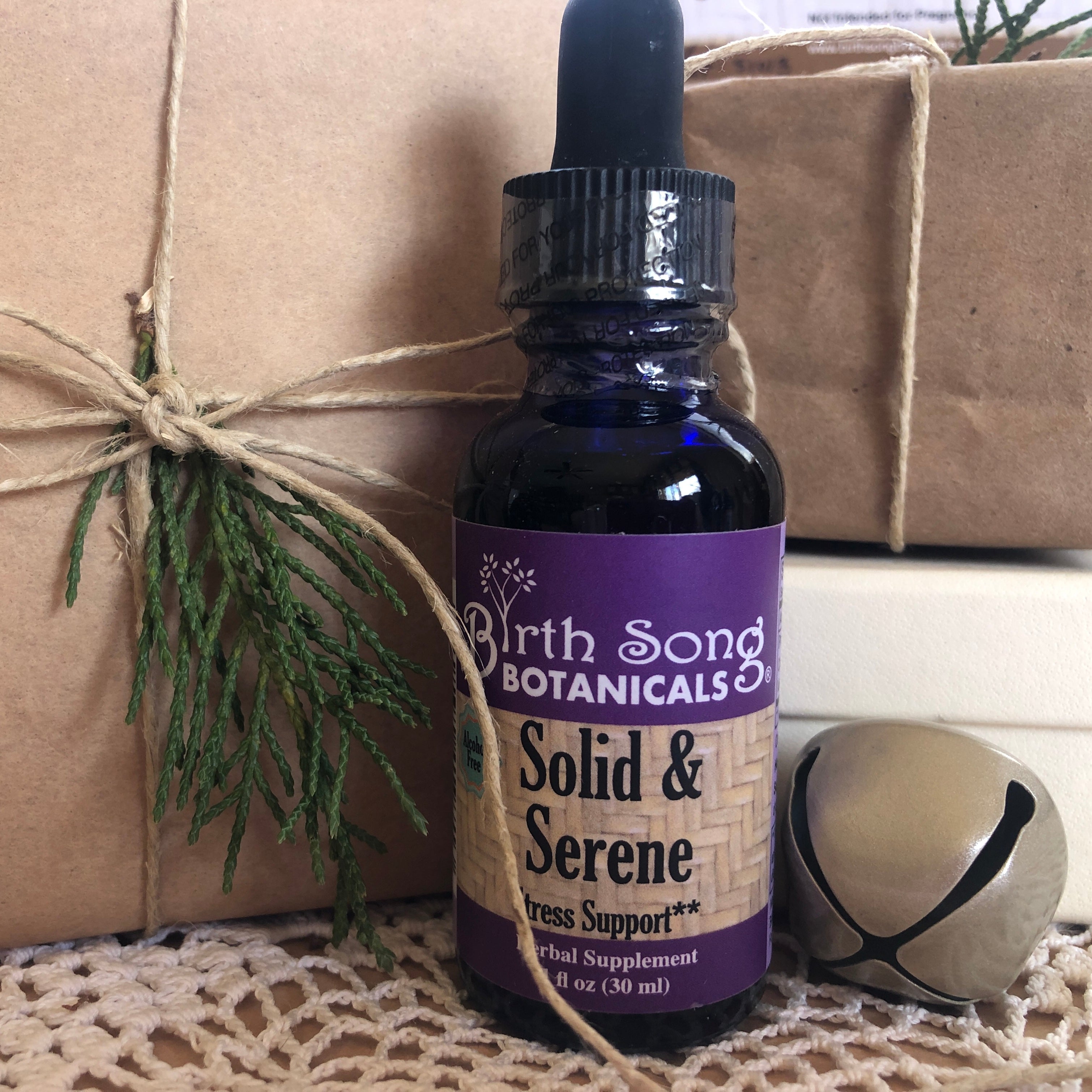 Solid &amp; Serene Herbal Tincture For Natural Stress Support* with Passionflower 1 oz. - My American Goods