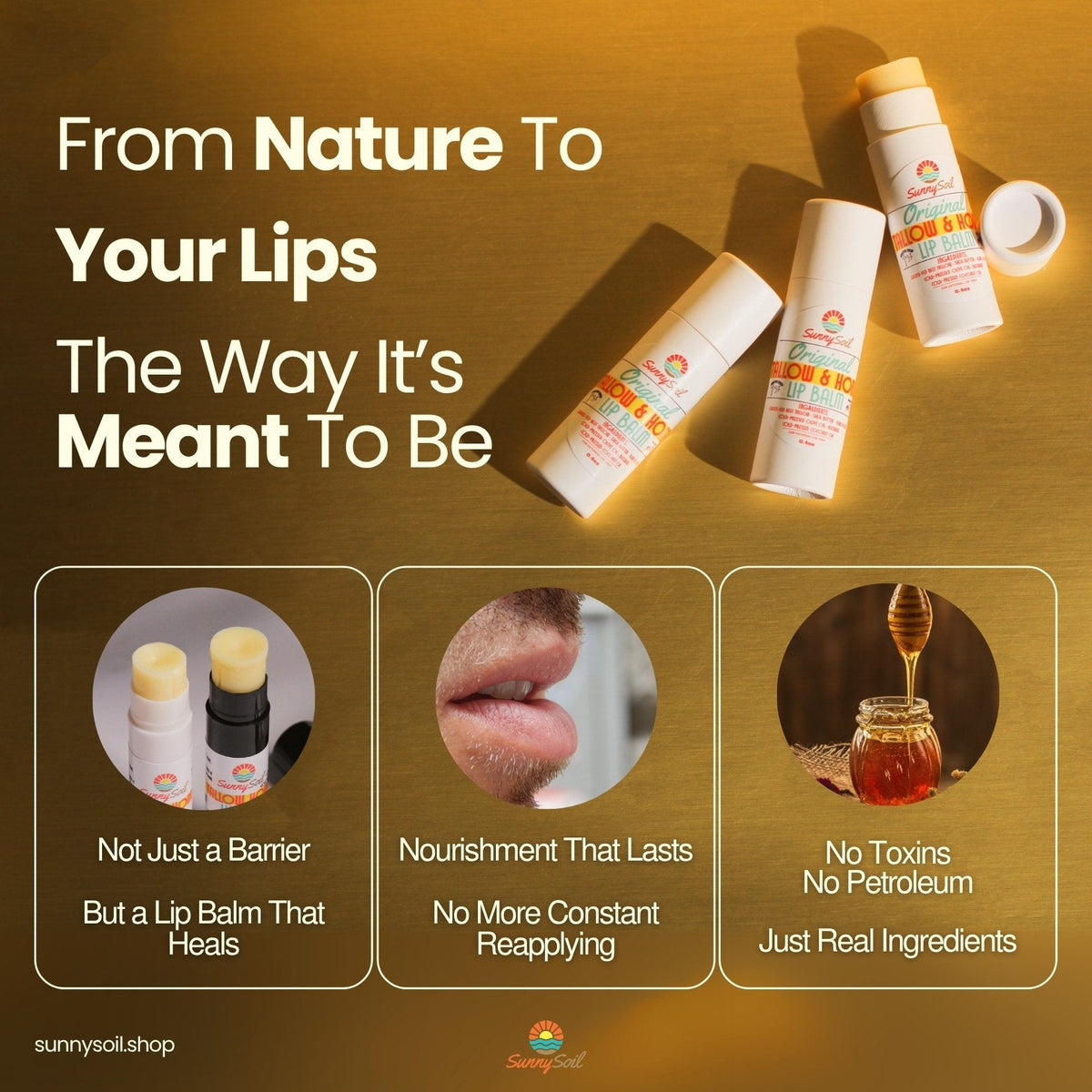 Tallow &amp; Honey Lip Balm (Pack of 3)