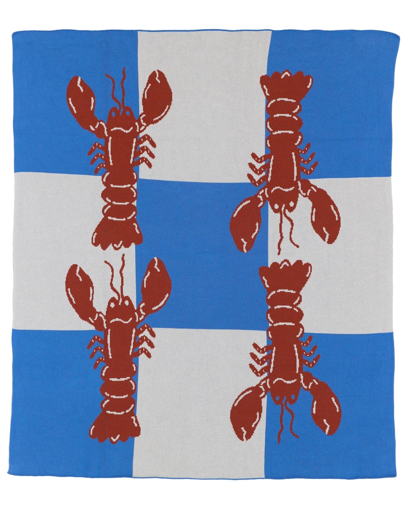 Biquette Throw Blanket Provincetown in Organic Cotton Lobster Tile - Throw Blanket