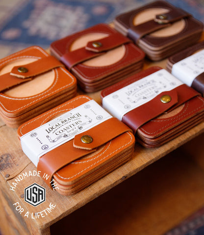 The Local Branch Premium Leather Coasters - USA Made
