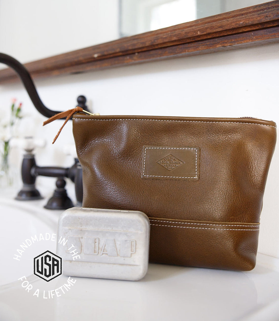 The Local Branch Leather Toiletry Bag Apothecary Bag