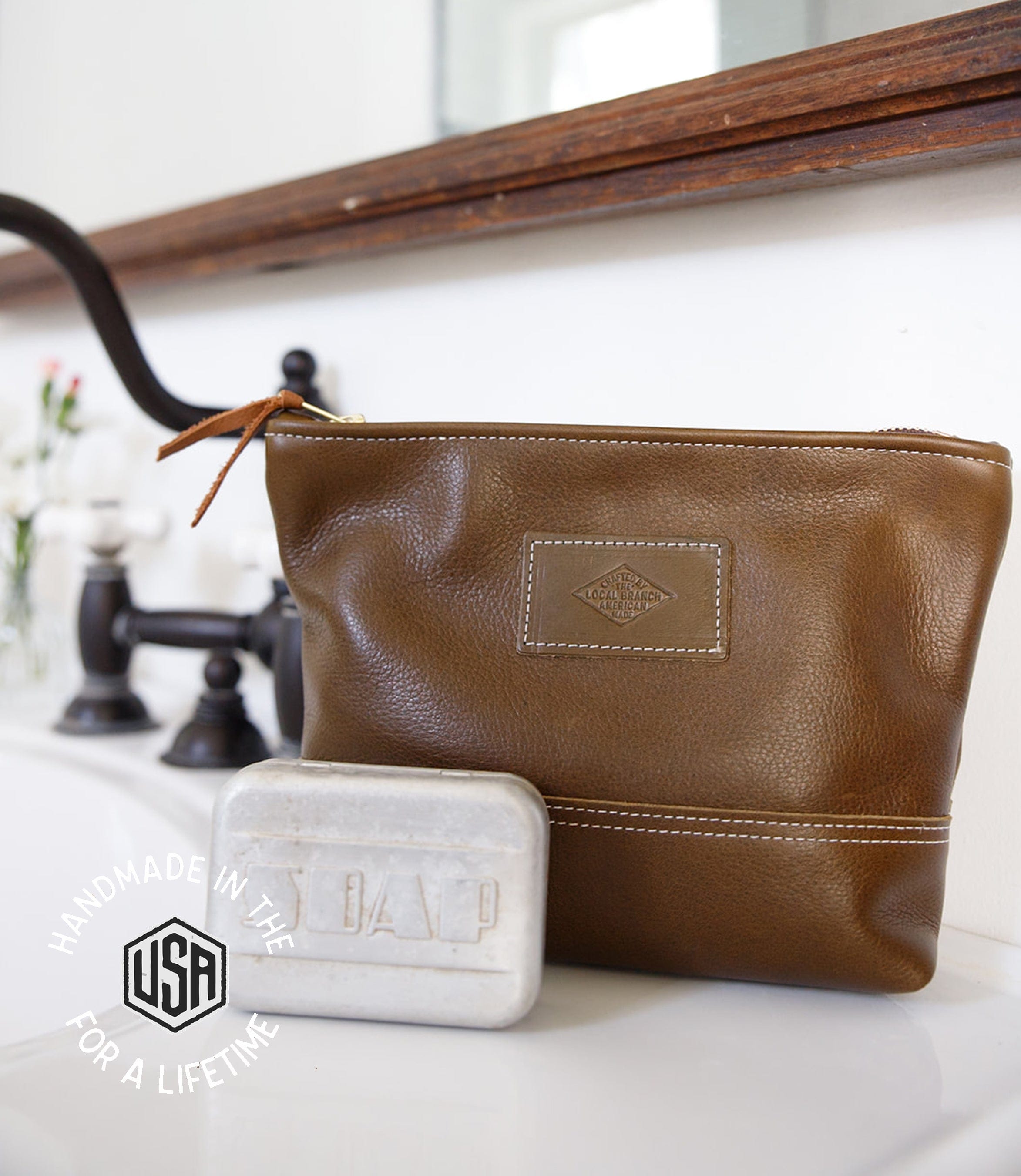 The Local Branch Leather Toiletry Bag Apothecary Bag