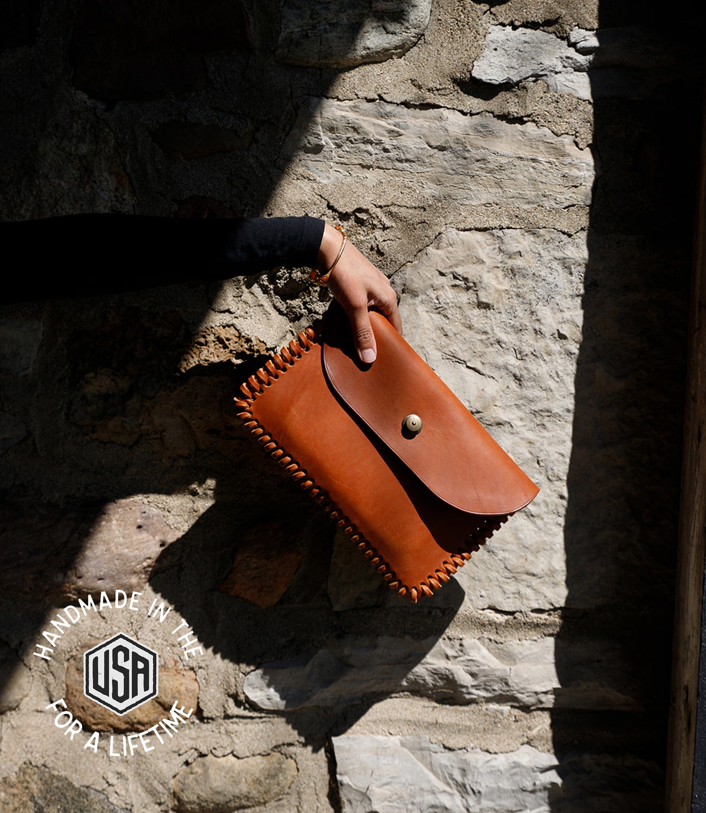 The Local Branch Leather Clutch Caramel Gaucho Clutch - USA Made